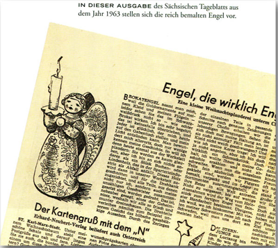 Sächsisches Tageblatt 1963 über die reich bemalten Engel von Wendt und Kühn.