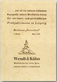 1930er Einladung Wendt und Kühn zur Leipziger Messe