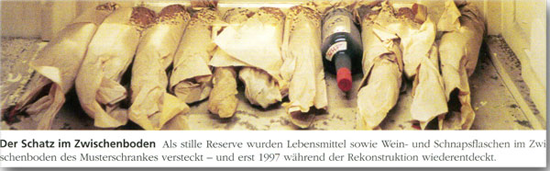 1997 wurden die Vorräte im Zwischenboden des Musterschrankes entdeckt. - Wendt und Kühn