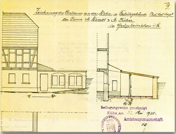 Wendt und Kühn - Erweiterungsplan für einen Kohlebunker sowie einen 'Arbeitsraum für Hilfsmaschinen (um 1920)