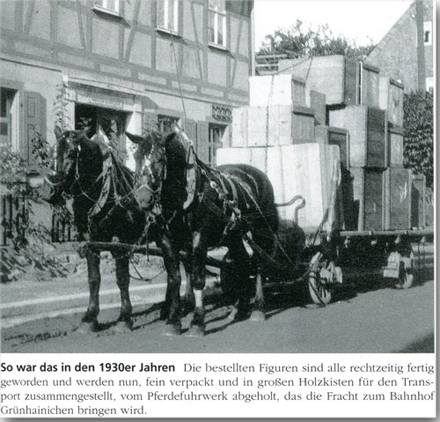 Ein Pferdefuhrwerk brachte in den 1930er Jahren die Fracht von Wendt und Kühn zum Bahnhof